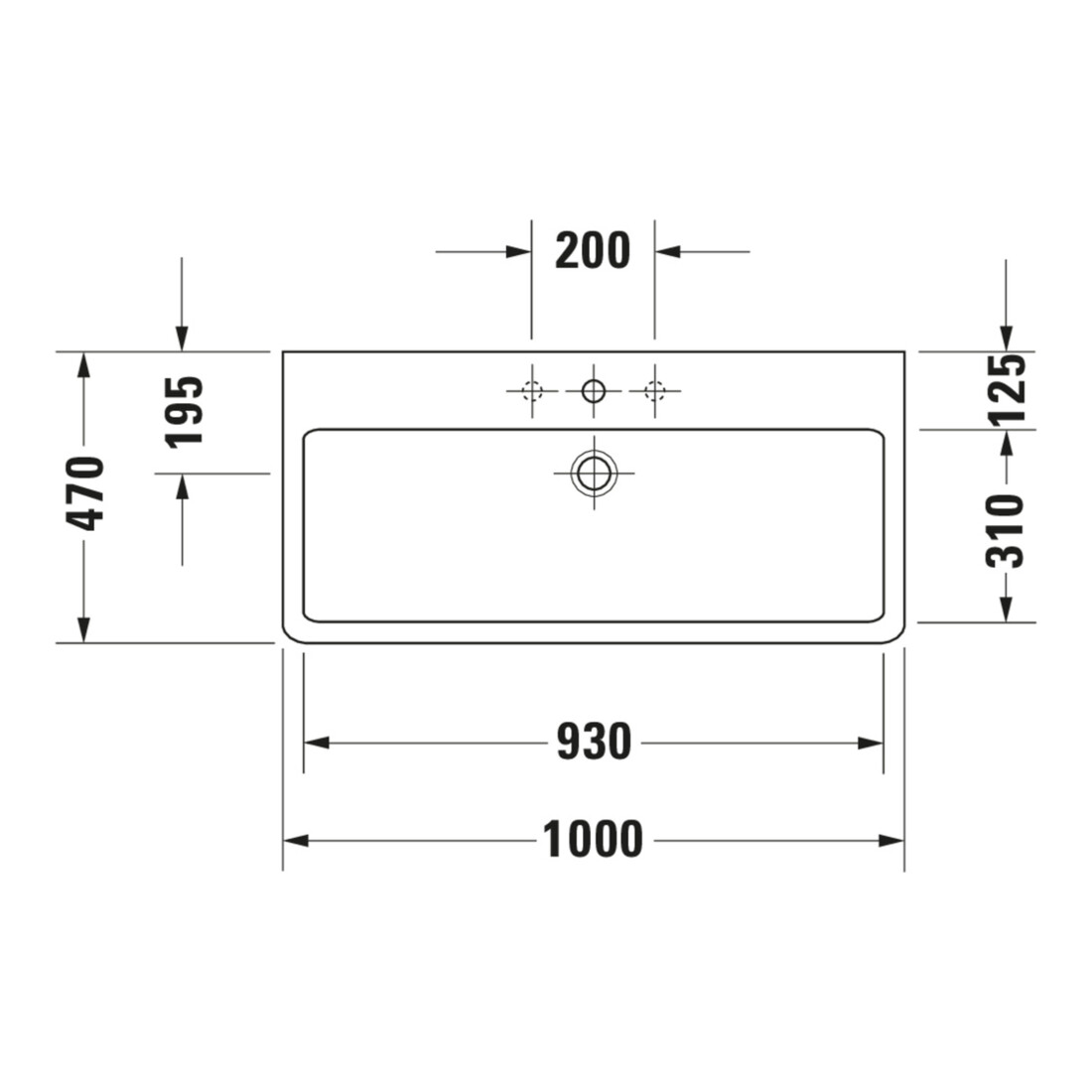 Duravit Meuble lavabo Vero avec trou robinet, 100x47 cm, blanc