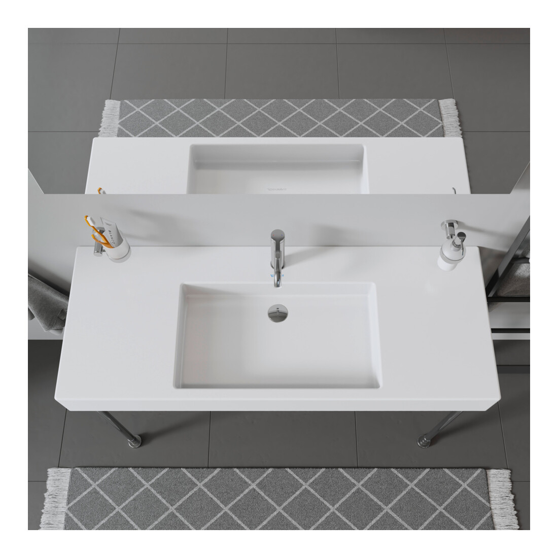 Duravit Meuble lavabo Vero m HL, sur plan, trou robinet, 125x49 cm, blanc