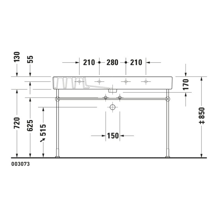 Duravit Meuble lavabo Vero m HL, sur plan, trou robinet, 125x49 cm, blanc