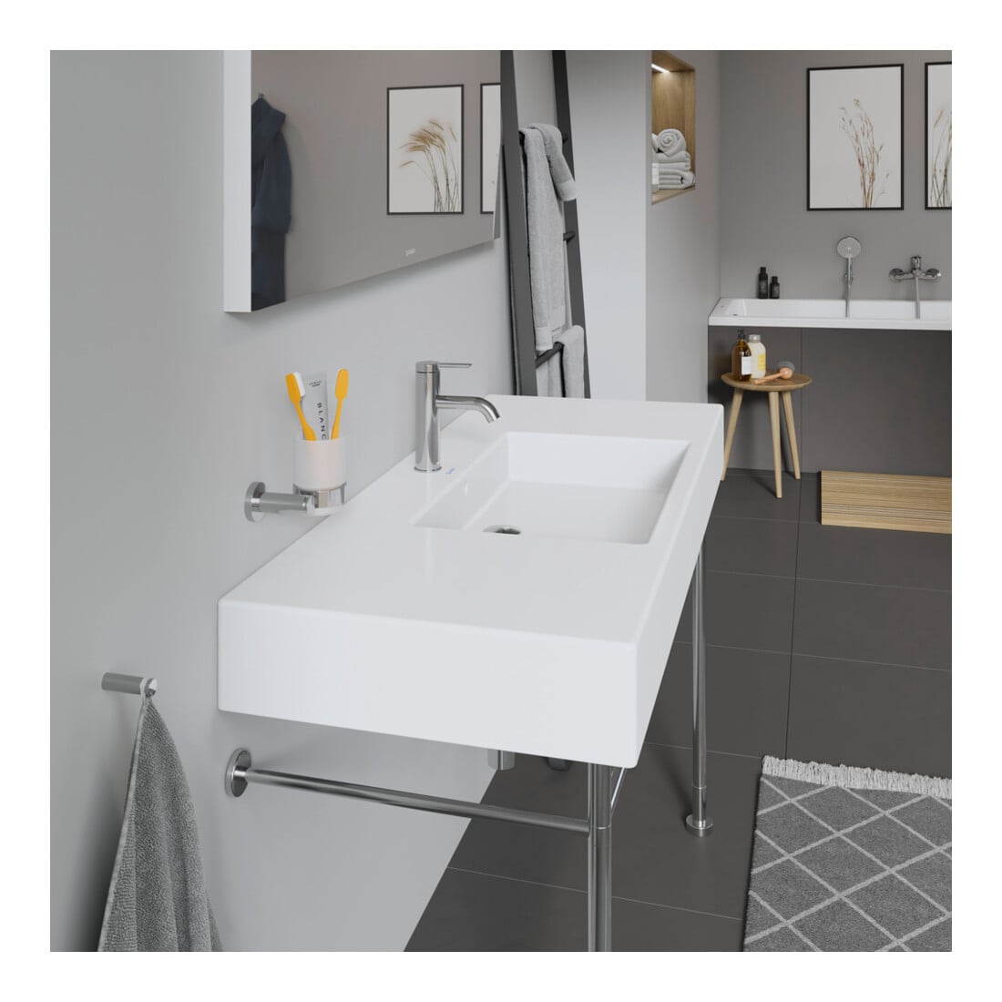 Duravit Meuble lavabo Vero m HL, sur plan, trou robinet, 125x49 cm, blanc