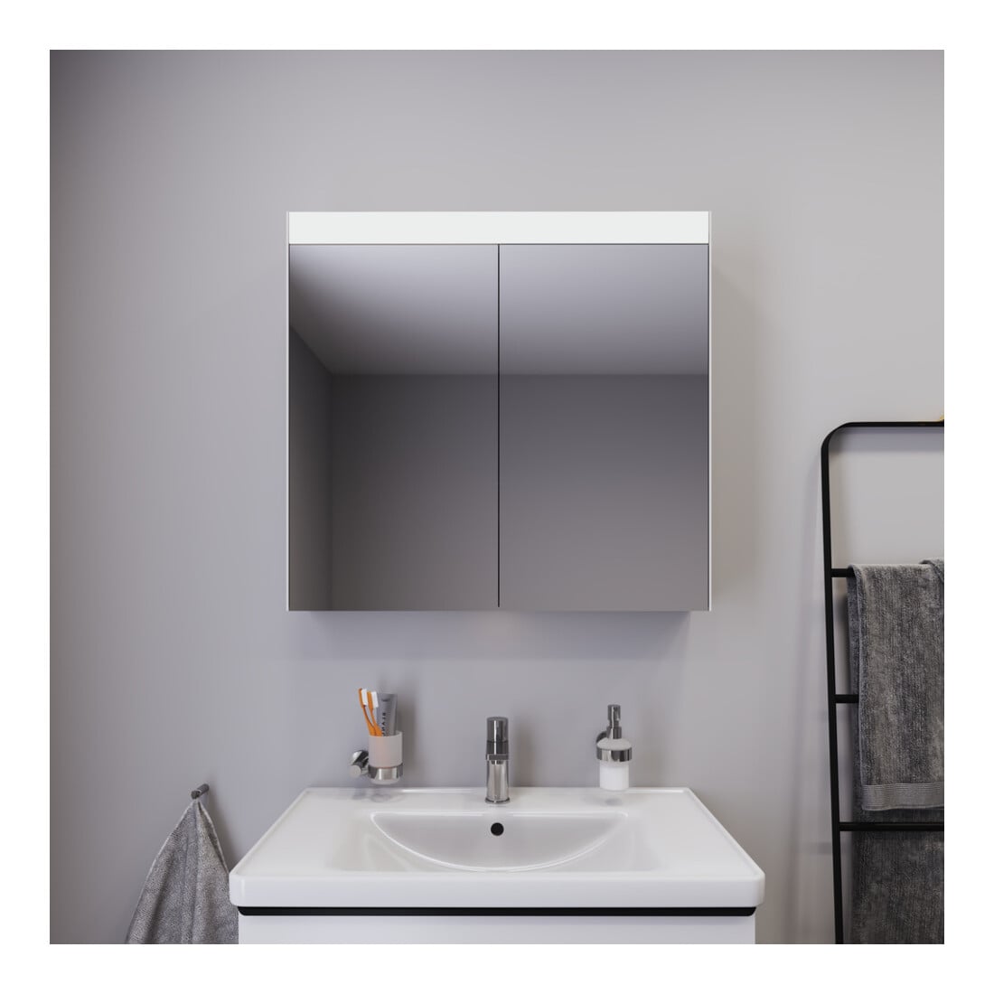 Duravit Meuble miroir Best Version 81x14,8x76 cm, 15 W, 2 portes, LED