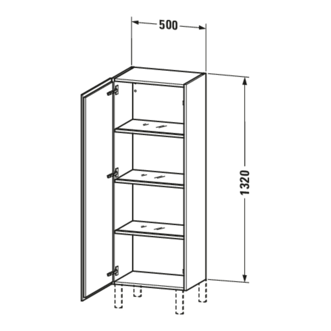 Duravit Meuble semi-haut L-Cube 50x36,3x132cm, porte droite, basalt mat