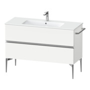 Duravit Meuble sous-lavabo au sol Sivida 121x59,1x47,7 cm, 2 tiroirs, blanc mat, grande poignée chrome