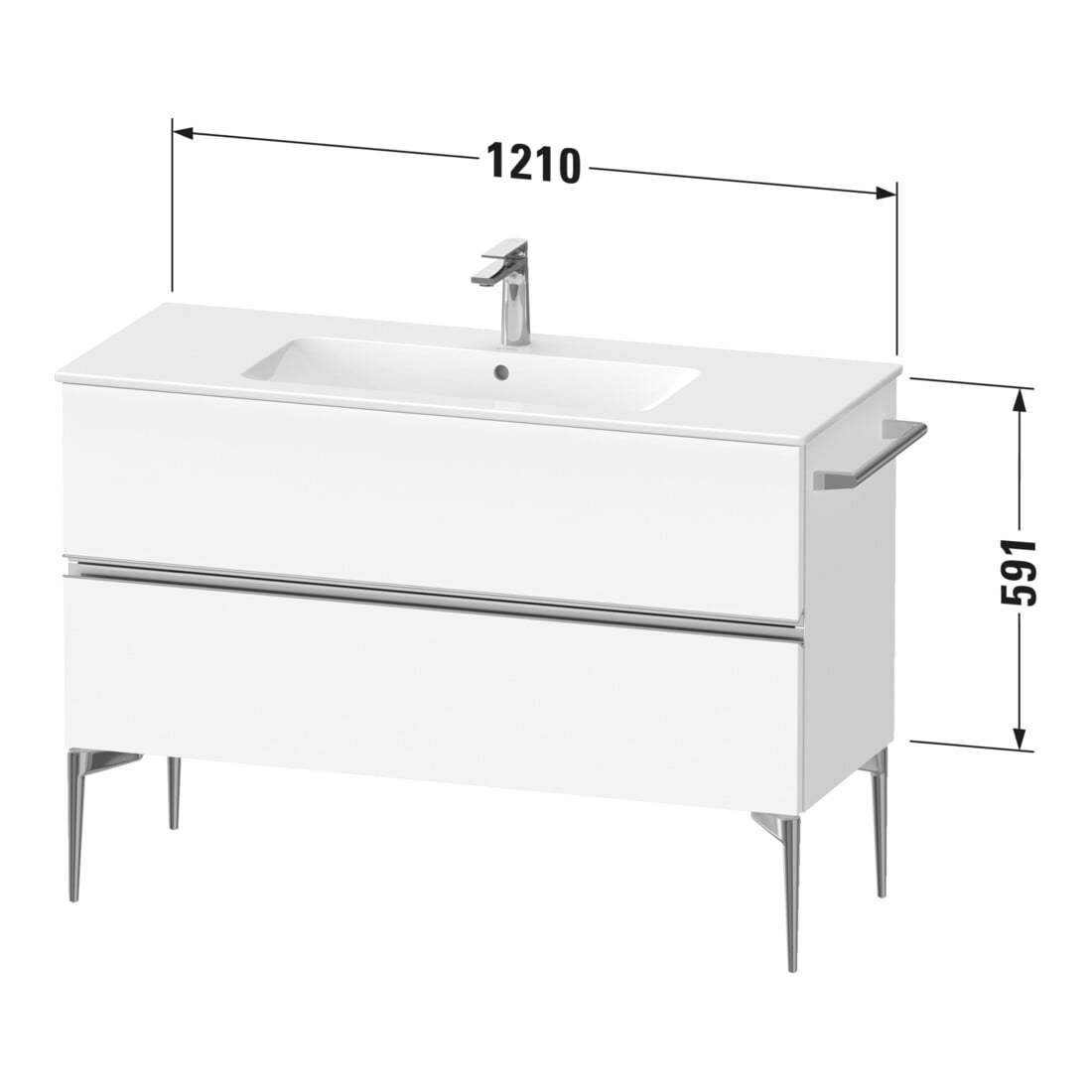 Duravit Meuble sous-lavabo au sol Sivida 121x59,1x47,7cm, 2 tiroirs, N N, gris chrome