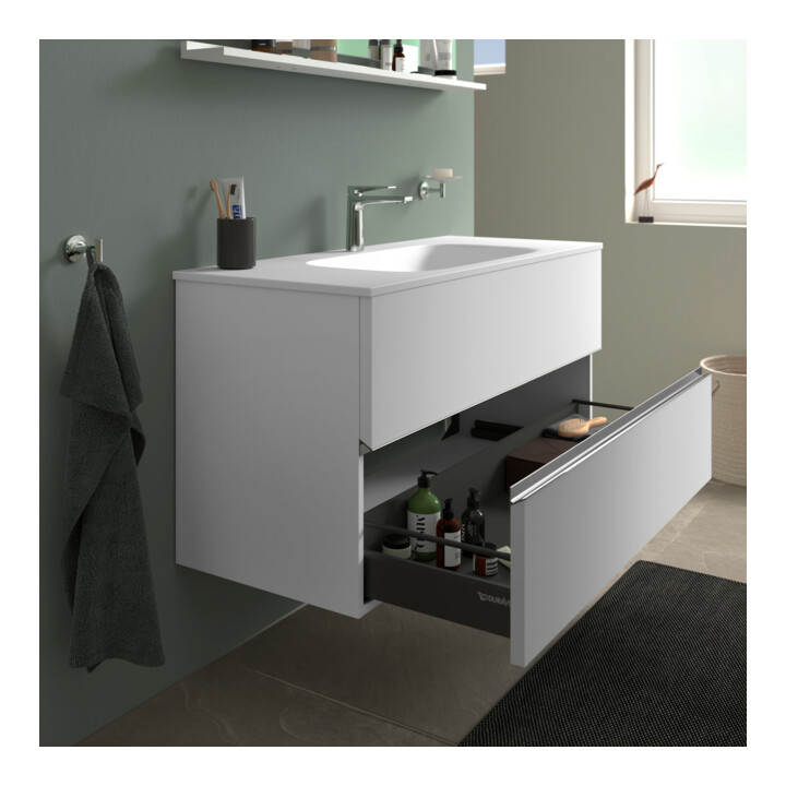 Duravit Meuble sous-lavabo au sol Sivida 121x59,2x47,7 cm, 2 tiroirs, blanc mat, chromé