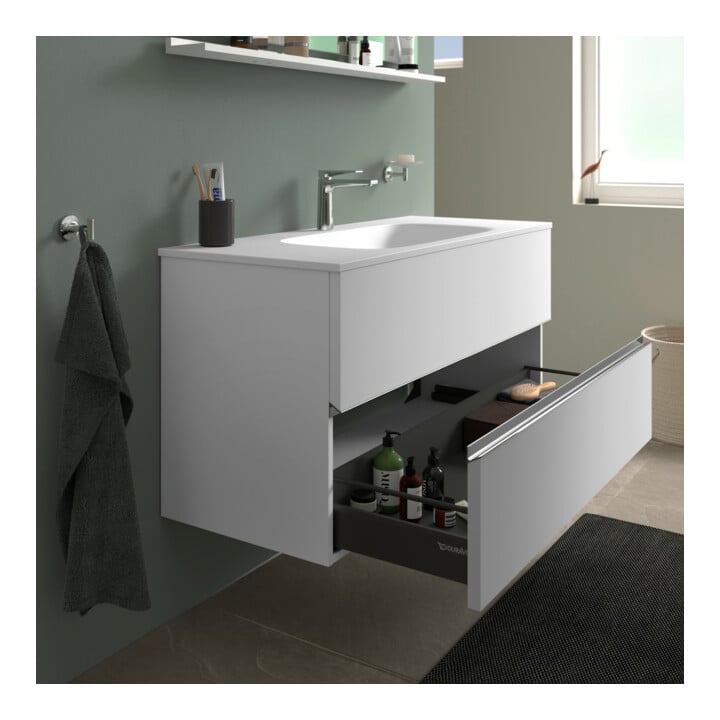 Duravit Meuble sous-lavabo au sol Sivida 121x59,2x47,7 cm, 2 tiroirs, blanc mat, chromé