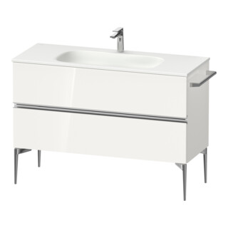 Duravit Meuble sous-lavabo au sol Sivida 121x59,2x47,7cm, 2 tiroirs, blanc brillant, chrome