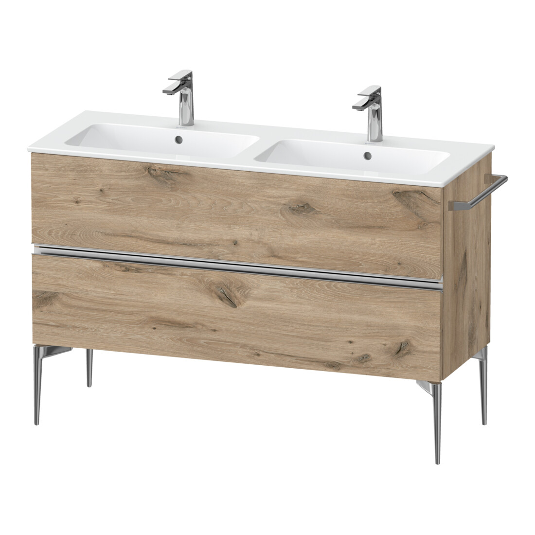 Duravit Meuble sous lavabo au sol Sivida 128x59,1x47,7 cm, 2 tiroirs, E Marm, G chr