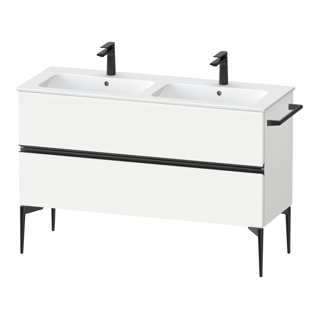 Duravit Meuble sous-lavabo au sol Sivida 128x59,1x47,7cm, 2 tiroirs, blanc mat, taille noire