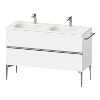Duravit Meuble sous-lavabo au sol Sivida 128x59,2x47,7 cm, 2 tiroirs, blanc mat, chrome