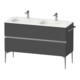 Duravit Meuble sous-lavabo au sol Sivida 128x59,2x47,7 cm, 2 tiroirs, gris mat, chrome-1