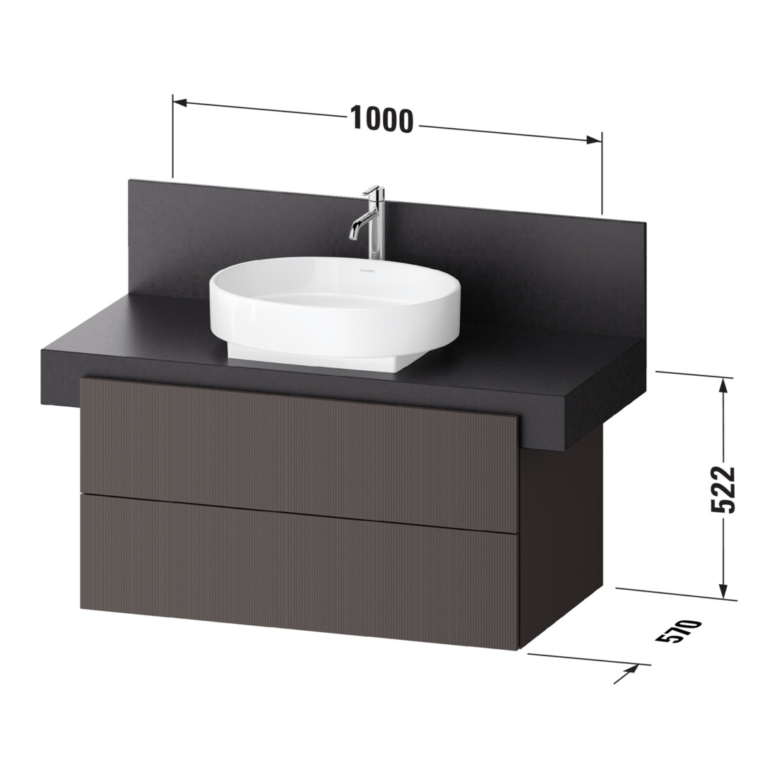 Duravit Meuble sous-lavabo Balcoon 100x57x52,2 cm, Terra struct., 2 tiroirs