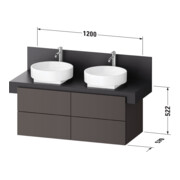 Duravit Meuble sous lavabo Balcoon 120x57x52,2 cm, structure chêne, 4 tiroirs-3