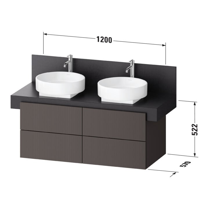 Duravit Meuble sous lavabo Balcoon 120x57x52,2 cm, Terra struct., 4 tiroirs
