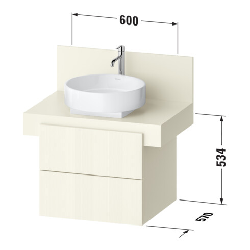 Duravit Meuble sous lavabo Balcoon 60x57x53,4 cm, Terra structuré, 2 tiroirs