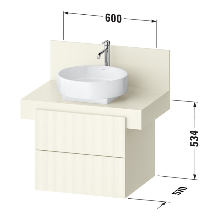 Duravit Meuble sous lavabo Balcoon 60x57x53,4 cm, Terra structuré, 2 tiroirs