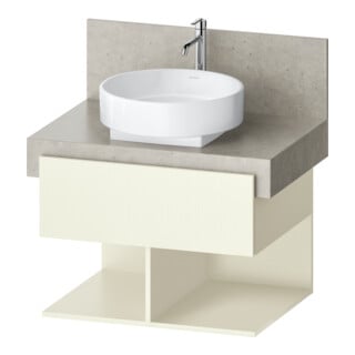 Duravit Meuble sous-lavabo Balcoon 70x57x52,2 cm, gris clair, 2 tiroirs, 2 compartiments ouverts