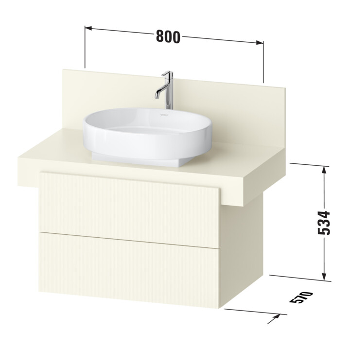 Duravit Meuble sous-lavabo Balcoon 80x57x53,4 cm, beige structuré, 2 tiroirs