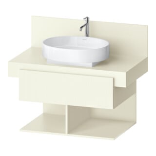 Duravit Meuble sous lavabo Balcoon 80x57x53,4 cm, blanc, 1 porte, 2 tiroirs ouverts