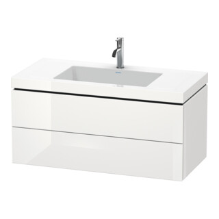 Duravit Meuble sous lavabo c-bonded L-Cube 100x48 cm, 1 HL, blanc hgl, 2 tiroirs, suspendu