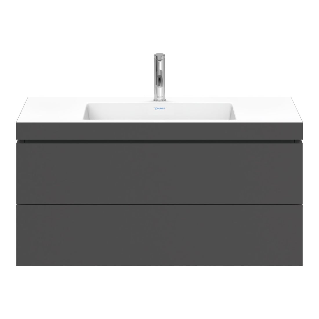 Duravit Meuble sous-lavabo c-bonded L-Cube 100x48 cm, 1 HL, gris mat, 2 tiroirs, suspendu