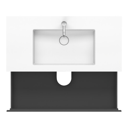 Duravit Meuble sous-lavabo c-bonded L-Cube 100x48 cm, 1 HL, gris mat, 2 tiroirs, suspendu