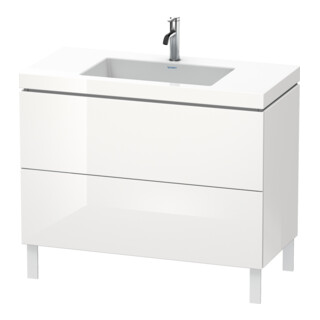 Duravit Meuble sous lavabo c-bonded L-Cube 100x48 cm, 1 tiroir, blanc brillant, 2 coulisses, debout
