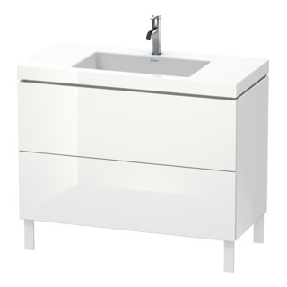 Duravit Meuble sous-lavabo c-bonded L-Cube 100x48 cm, 1 tiroir, blanc brillant, 2 tiroirs, debout