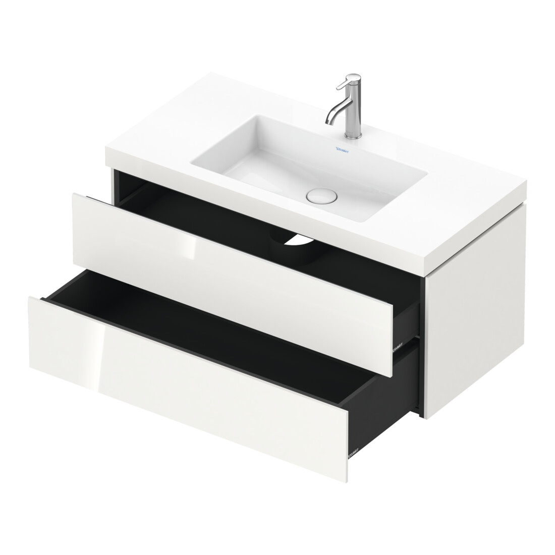 Duravit Meuble sous lavabo c-bonded L-Cube 100x48 cm, 1 tiroir, blanc hgl, 2 tiroirs, suspendu