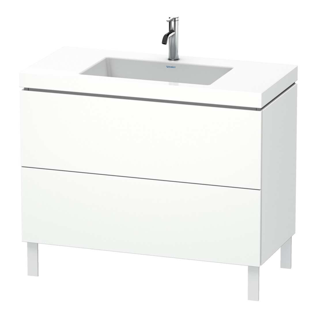 Duravit Meuble sous-lavabo c-bonded L-Cube 100x48 cm, 1 tiroir, blanc mat, 2 tiroirs, debout