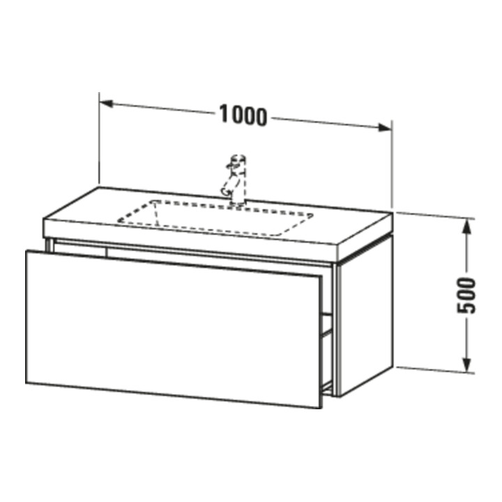 Duravit Meuble sous-lavabo c-bonded L-Cube 100x48 cm, 1 tiroir, graphite mat, suspendu
