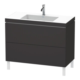 Duravit Meuble sous lavabo c-bonded L-Cube 100x48 cm, 1 tiroir, gris mat, 2 coulisses, debout