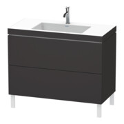 Duravit Meuble sous lavabo c-bonded L-Cube 100x48 cm, 1 tiroir, gris mat, 2 coulisses, debout-1