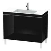 Duravit Meuble sous lavabo c-bonded L-Cube 100x48 cm, 1 tiroir, noir brillant, 2 tiroirs, debout