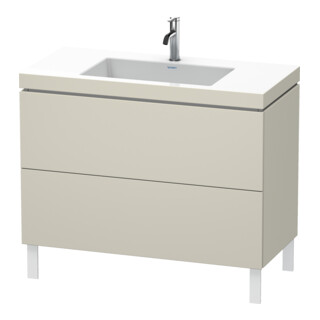 Duravit Meuble sous lavabo c-bonded L-Cube 100x48 cm, 1 tiroir, taupe mat, 2 coulissants, debout