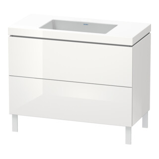 Duravit Meuble sous lavabo c-bonded L-Cube 100x48 cm, sans trop-plein, blanc brillant, 2 tiroirs, debout