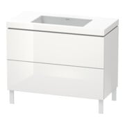 Duravit Meuble sous lavabo c-bonded L-Cube 100x48 cm, sans trop-plein, blanc brillant, 2 tiroirs, debout