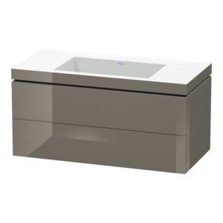 Duravit Meuble sous lavabo c-bonded L-Cube 100x48 cm, sans trop-plein, blanc brillant, 2 tiroirs, suspendu