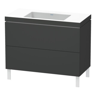 Duravit Meuble sous-lavabo c-bonded L-Cube 100x48 cm, sans trop-plein, graphite mat, 2 tiroirs, debout