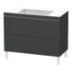 Duravit Meuble sous-lavabo c-bonded L-Cube 100x48 cm, sans trop-plein, graphite mat, 2 tiroirs, debout-1