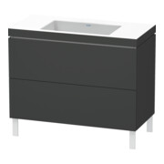 Duravit Meuble sous-lavabo c-bonded L-Cube 100x48 cm, sans trop-plein, graphite mat, 2 tiroirs, debout