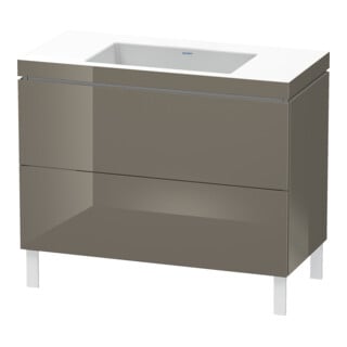 Duravit Meuble sous-lavabo c-bonded L-Cube 100x48 cm, sans trop-plein, gris brillant, 2 tiroirs, vertical