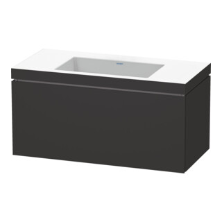 Duravit Meuble sous-lavabo c-bonded L-Cube 100x48 cm, sans trop-plein, gris mat, 1 tiroir, suspendu