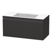 Duravit Meuble sous-lavabo c-bonded L-Cube 100x48 cm, sans trop-plein, gris mat, 1 tiroir, suspendu