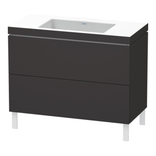 Duravit Meuble sous lavabo c-bonded L-Cube 100x48 cm, sans trop-plein, gris mat, 2 tiroirs, debout