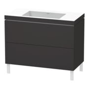 Duravit Meuble sous lavabo c-bonded L-Cube 100x48 cm, sans trop-plein, gris mat, 2 tiroirs, debout