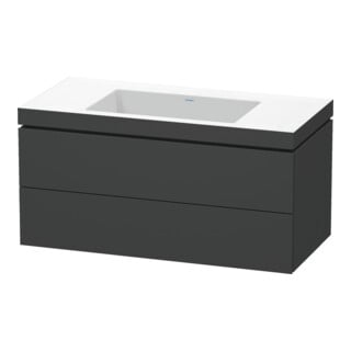 Duravit Meuble sous-lavabo c-bonded L-Cube 100x48 cm, sans trop-plein, gris mat, 2 tiroirs, suspendu