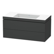 Duravit Meuble sous-lavabo c-bonded L-Cube 100x48 cm, sans trop-plein, gris mat, 2 tiroirs, suspendu