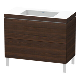 Duravit Meuble sous-lavabo c-bonded L-Cube 100x48 cm, sans trop-plein, N brossé, 2 tiroirs, debout
