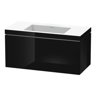 Duravit Meuble sous-lavabo c-bonded L-Cube 100x48 cm, sans trop-plein, noir brillant, 1 tiroir, suspendu